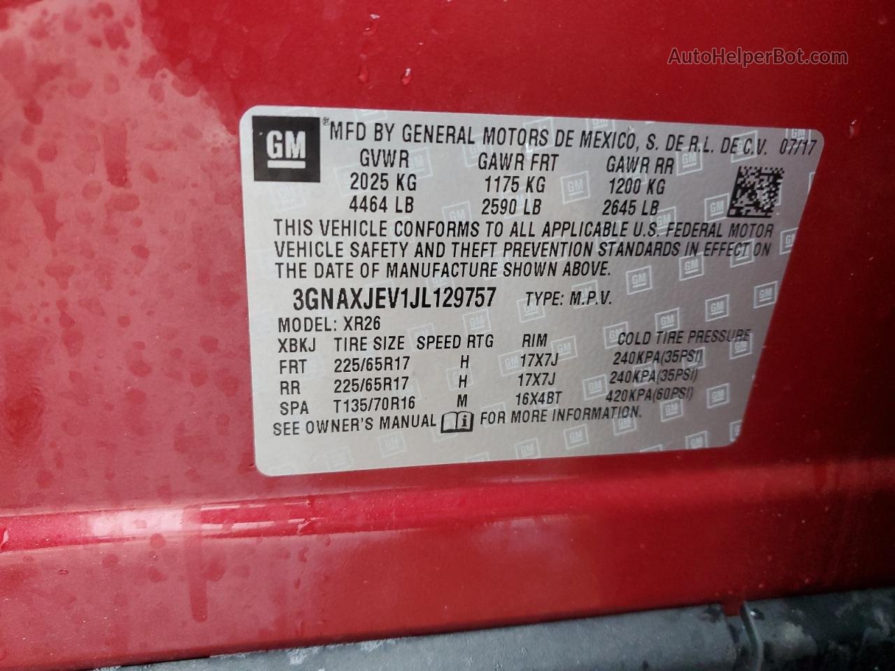 2018 Chevrolet Equinox Lt Red vin: 3GNAXJEV1JL129757
