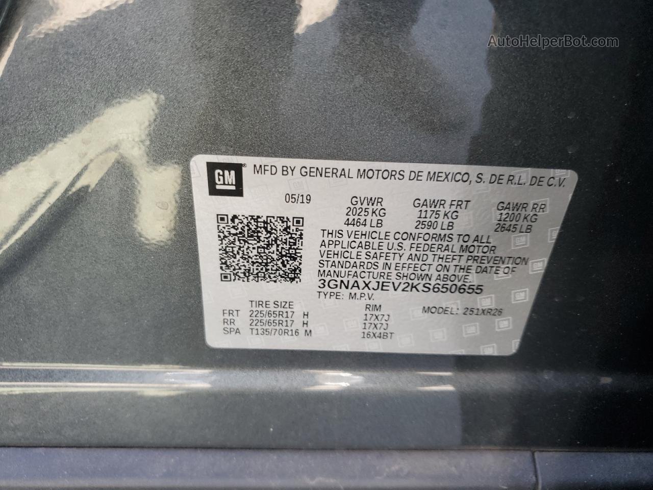 2019 Chevrolet Equinox Lt Серый vin: 3GNAXJEV2KS650655
