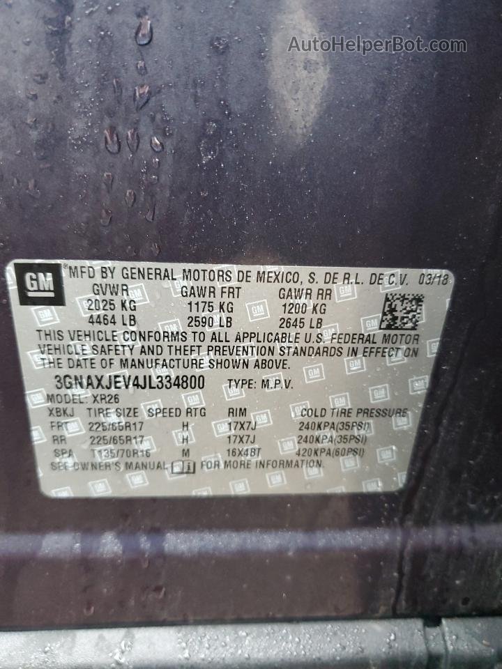 2018 Chevrolet Equinox Lt Синий vin: 3GNAXJEV4JL334800