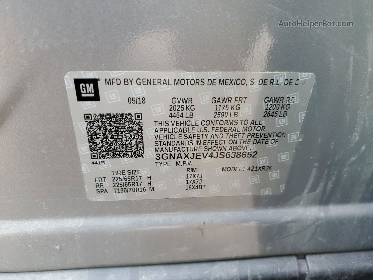 2018 Chevrolet Equinox Lt Серый vin: 3GNAXJEV4JS638652