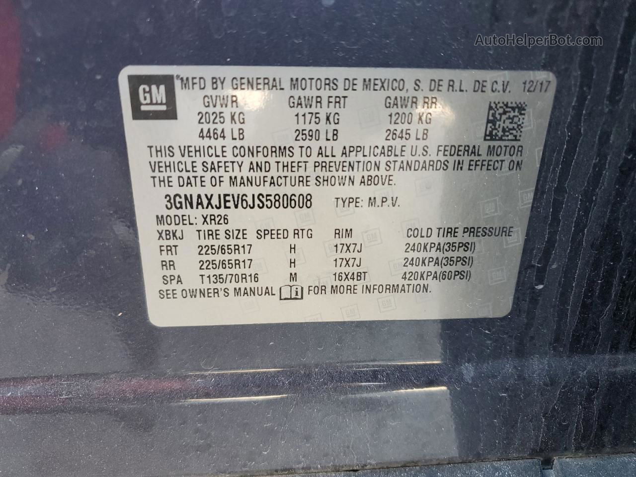 2018 Chevrolet Equinox Lt Blue vin: 3GNAXJEV6JS580608