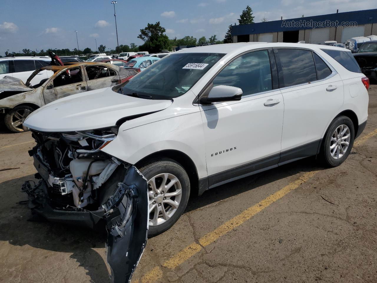 2019 Chevrolet Equinox Lt White vin: 3GNAXJEV7KS650196