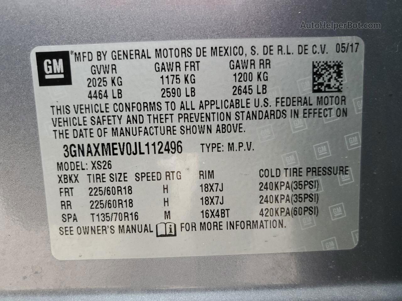 2018 Chevrolet Equinox Premier Gray vin: 3GNAXMEV0JL112496