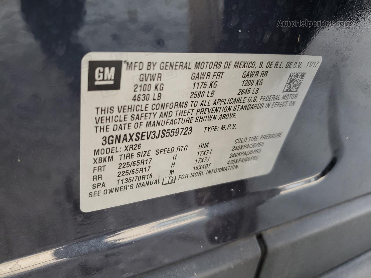 2018 Chevrolet Equinox Lt Blue vin: 3GNAXSEV3JS559723