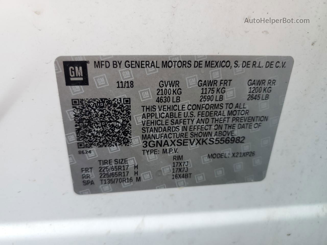 2019 Chevrolet Equinox Ls White vin: 3GNAXSEVXKS556982