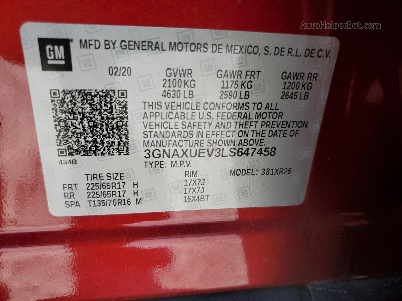 2020 Chevrolet Equinox Lt Красный vin: 3GNAXUEV3LS647458