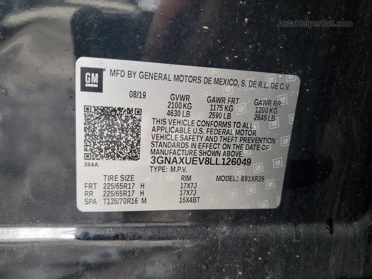 2020 Chevrolet Equinox Lt Black vin: 3GNAXUEV8LL126049
