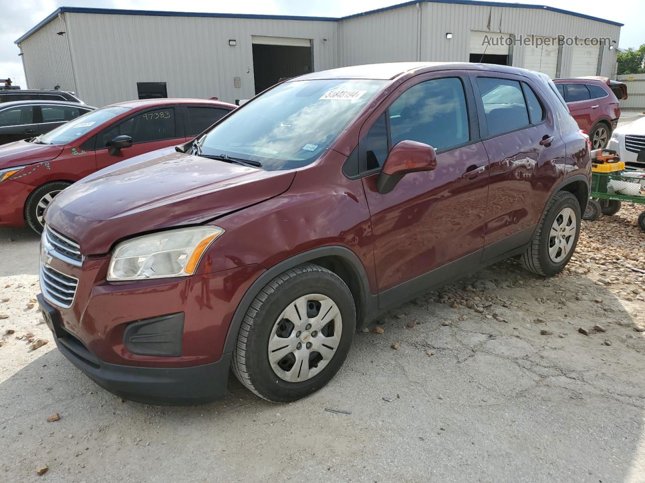 2016 Chevrolet Trax Ls Burgundy vin: 3GNCJKSB1GL124030