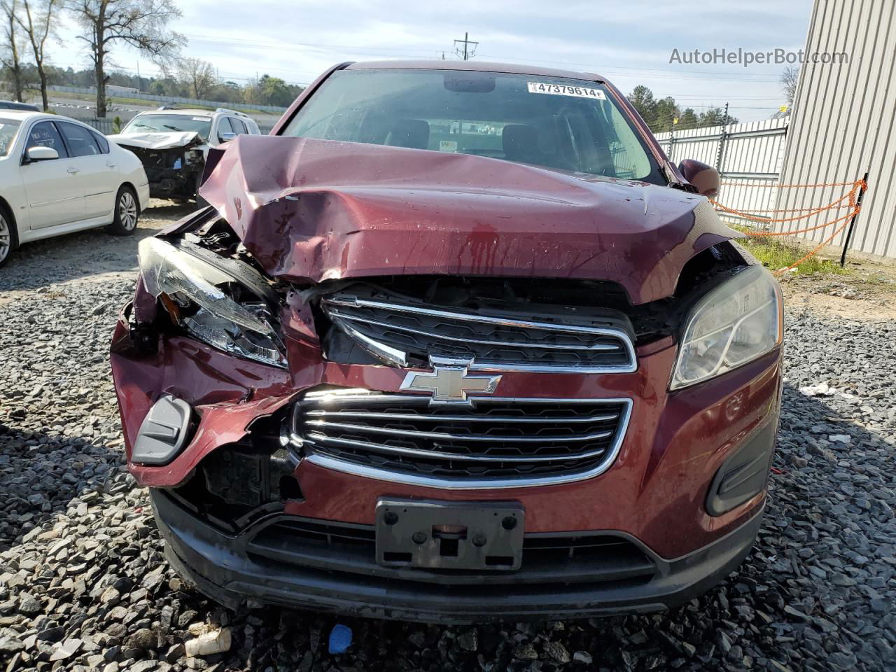 2016 Chevrolet Trax Ls Burgundy vin: 3GNCJKSB2GL140205