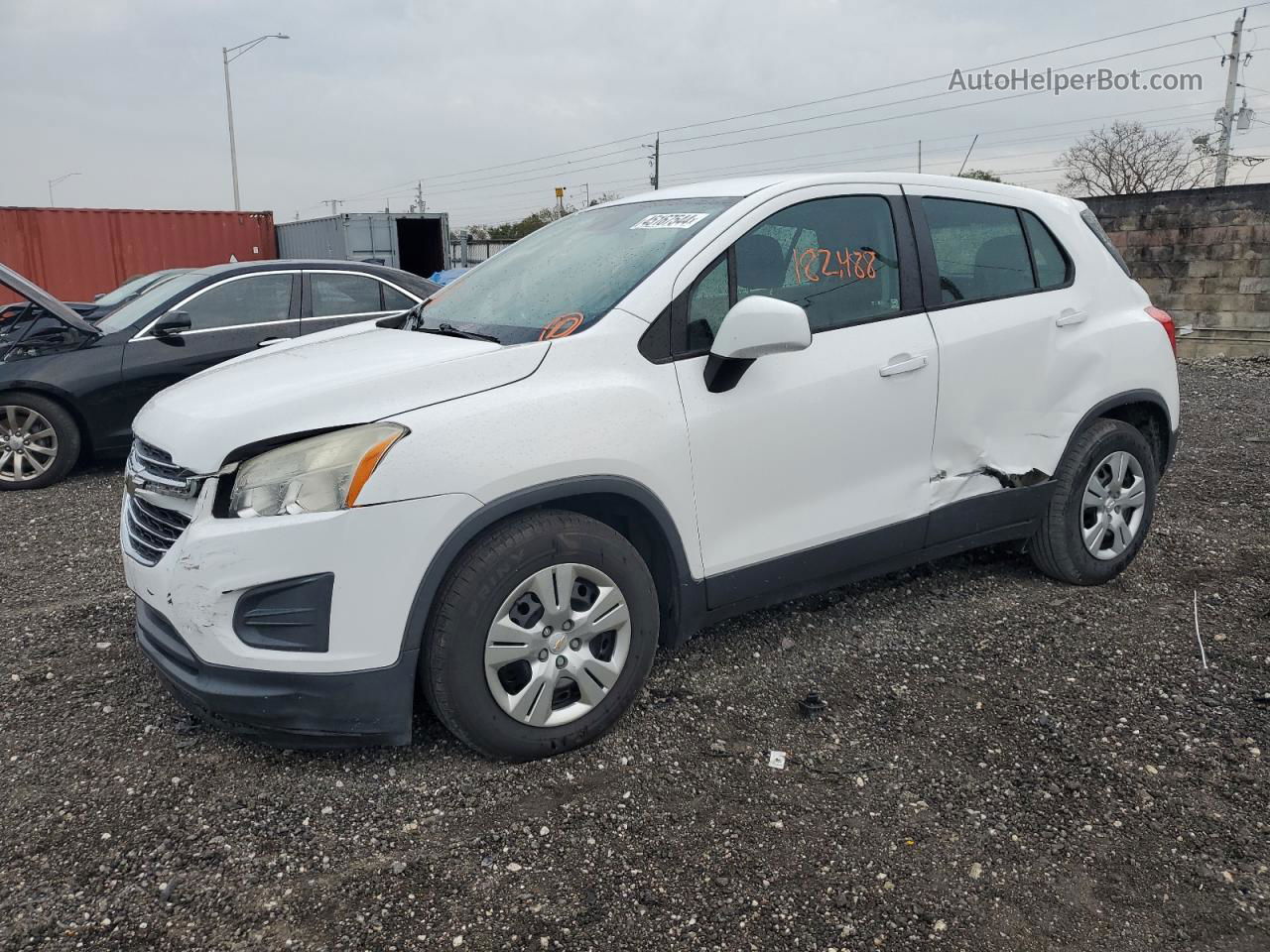 2016 Chevrolet Trax Ls White vin: 3GNCJKSB3GL125678