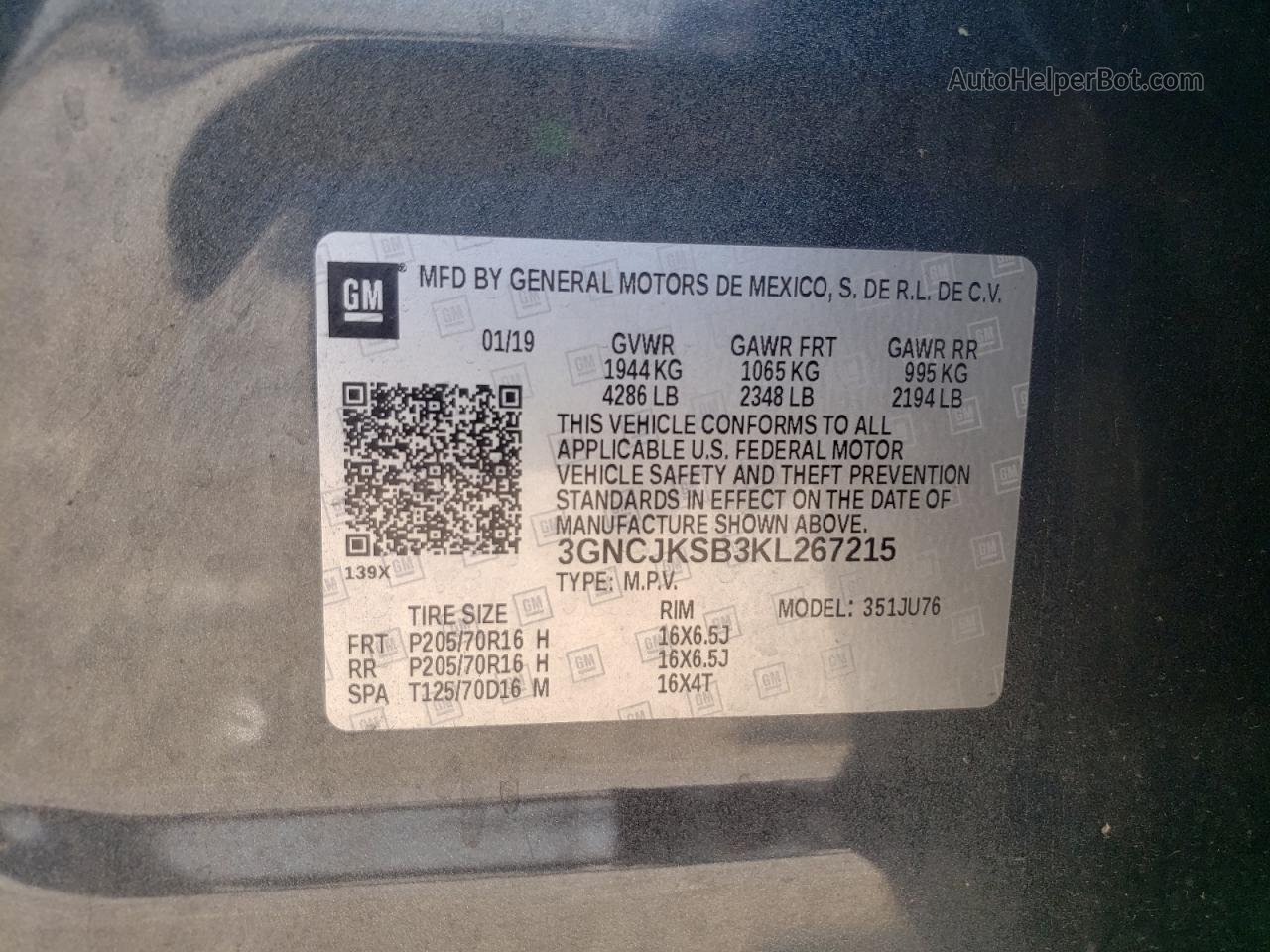 2019 Chevrolet Trax Ls Gray vin: 3GNCJKSB3KL267215