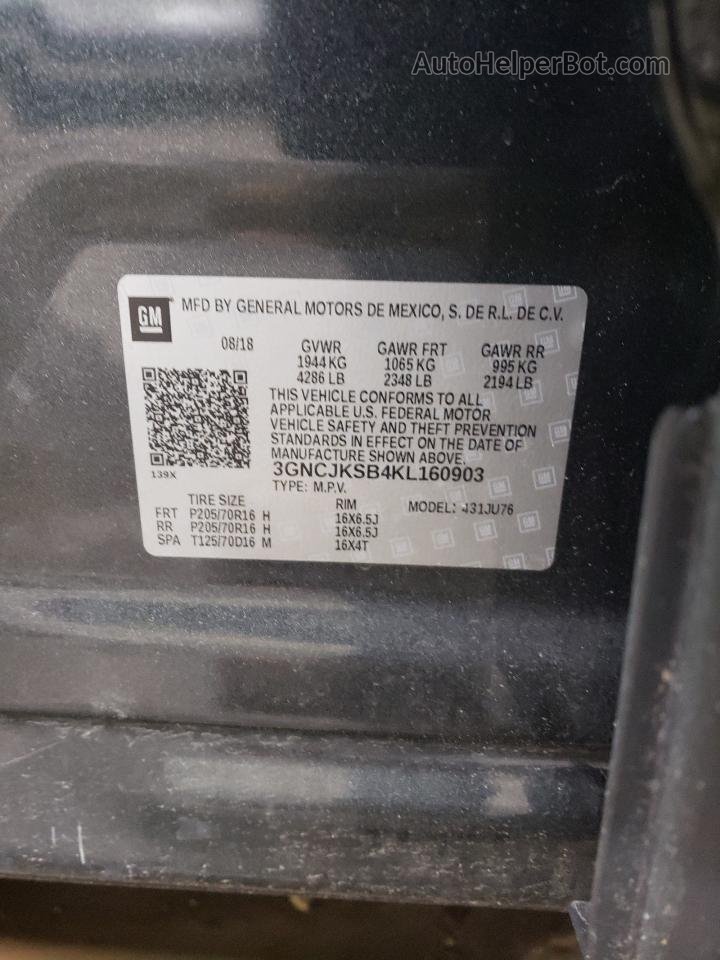 2019 Chevrolet Trax Ls Угольный vin: 3GNCJKSB4KL160903