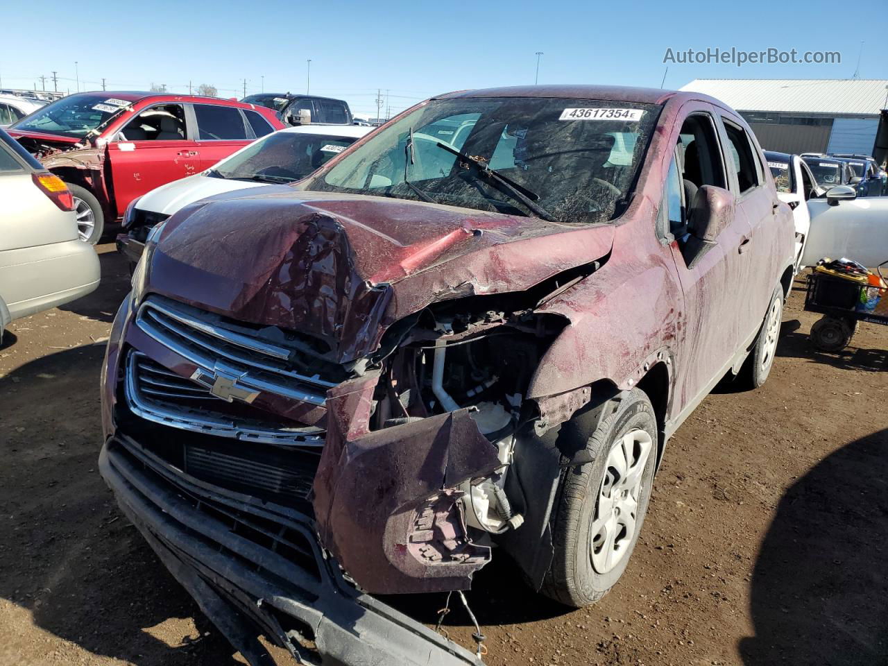 2016 Chevrolet Trax Ls Burgundy vin: 3GNCJKSB7GL253485