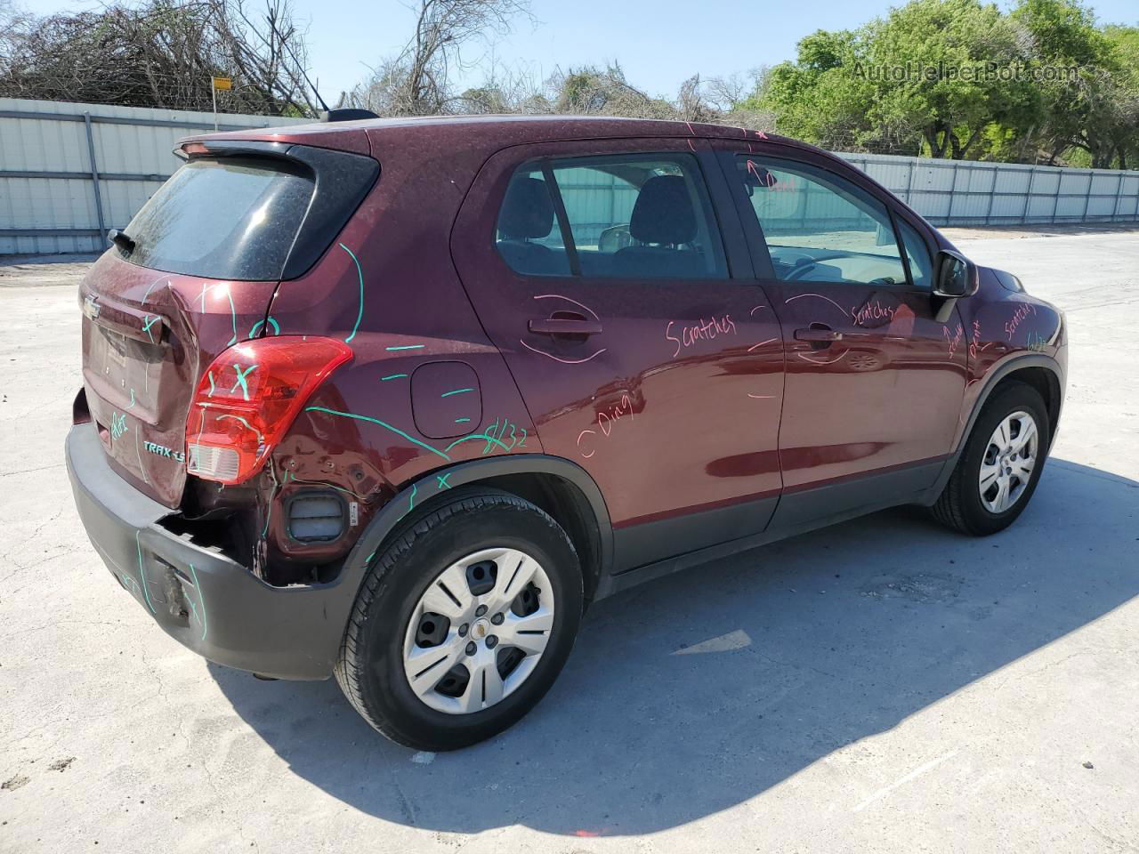 2016 Chevrolet Trax Ls Maroon vin: 3GNCJKSB9GL223937