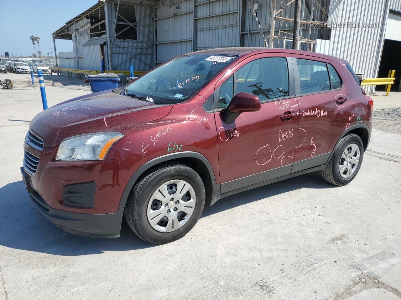 2016 Chevrolet Trax Ls Maroon vin: 3GNCJKSB9GL223937