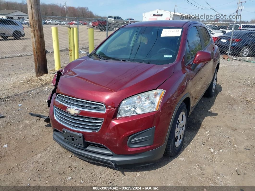 2016 Chevrolet Trax 1ls Темно-бордовый vin: 3GNCJKSBXGL275108