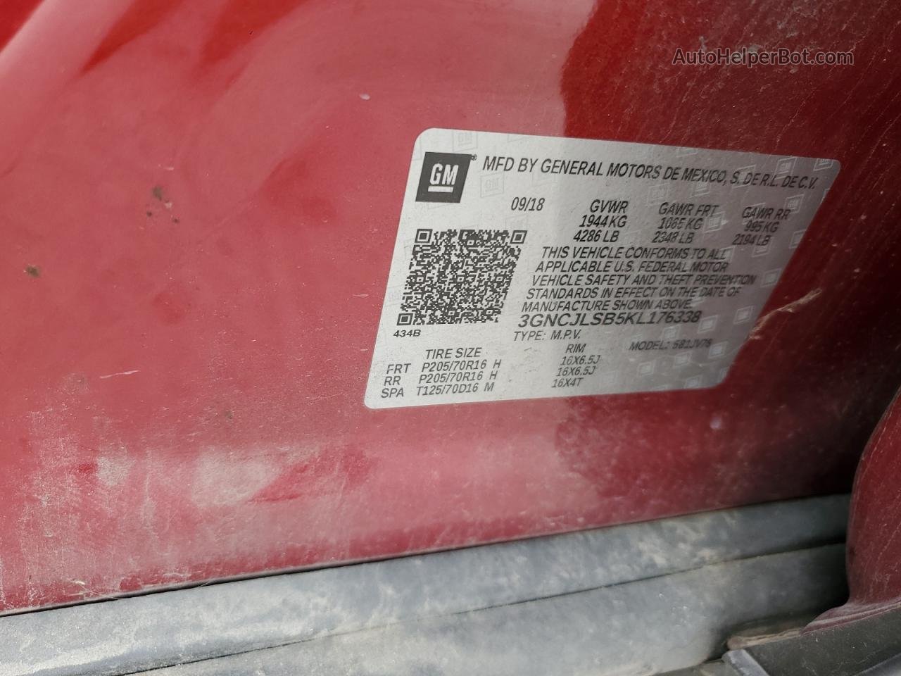 2019 Chevrolet Trax 1lt Red vin: 3GNCJLSB5KL176338