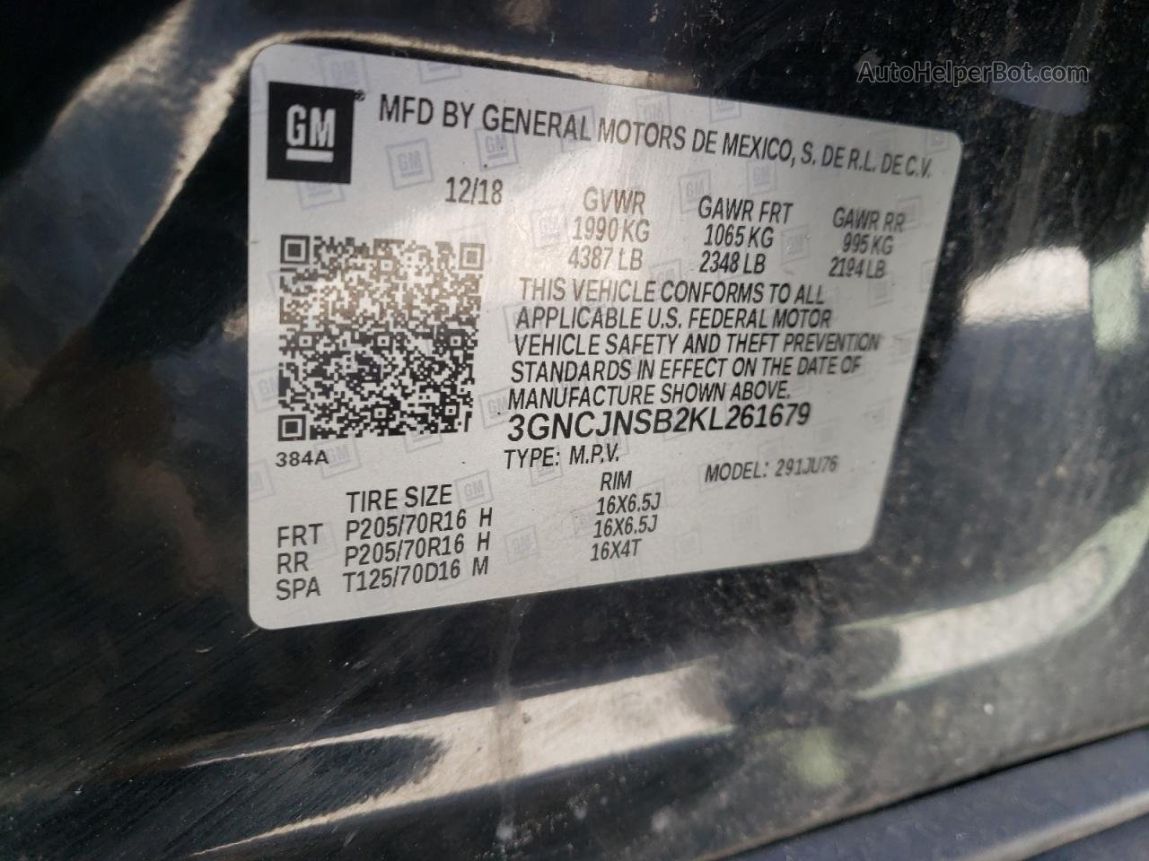 2019 Chevrolet Trax Ls Черный vin: 3GNCJNSB2KL261679