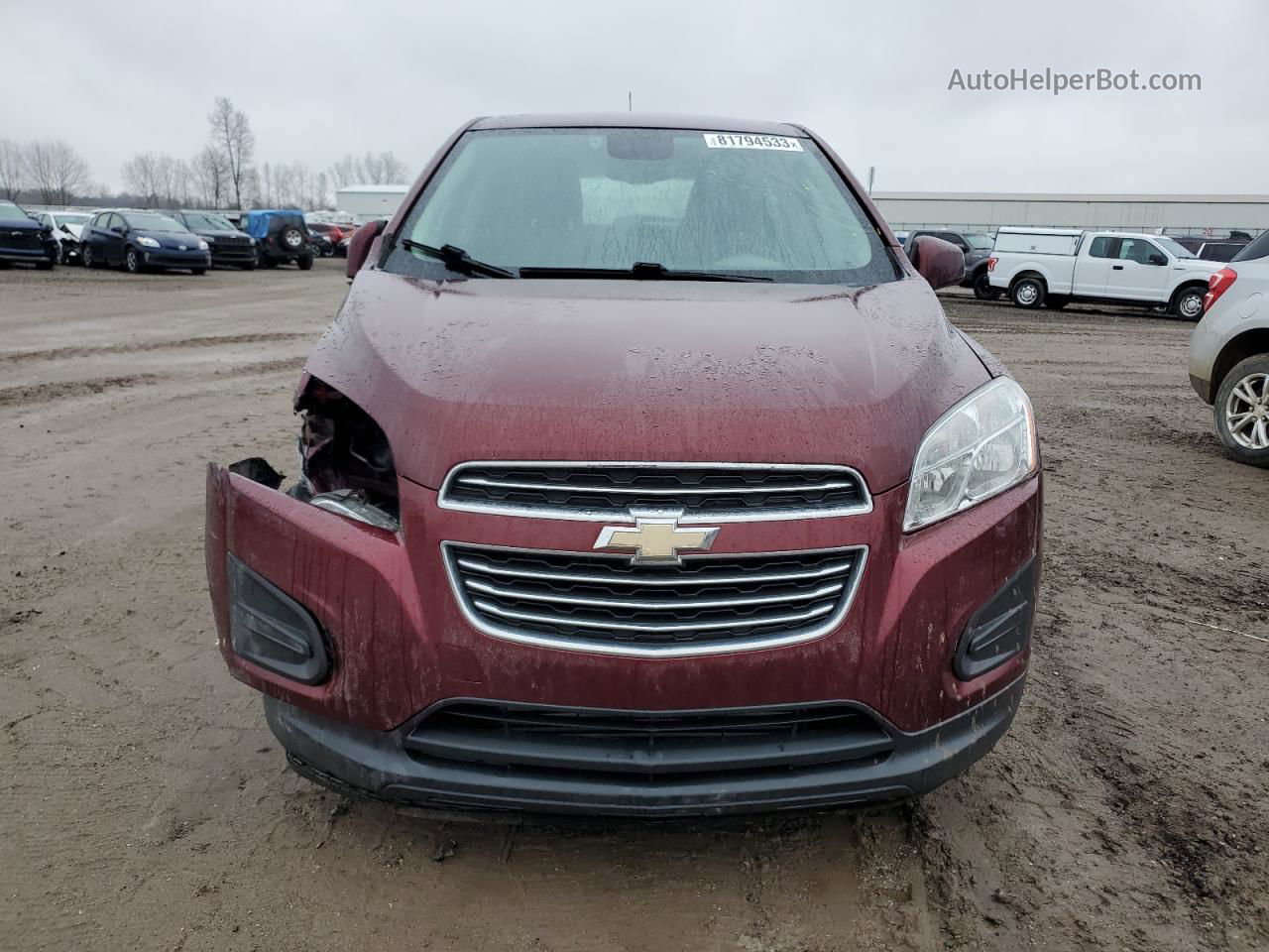 2016 Chevrolet Trax Ls Burgundy vin: 3GNCJNSB8GL276789