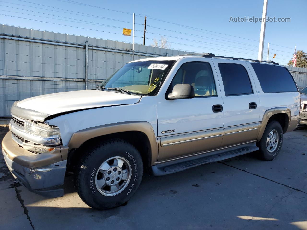 2000 Chevrolet Suburban K1500 White vin: 3GNFK16T9YG130093