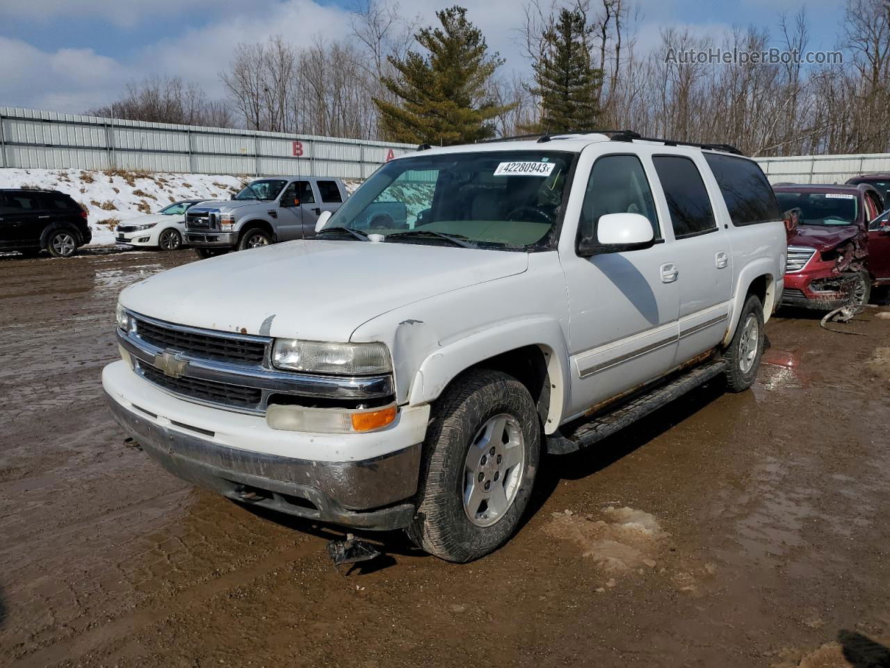 2005 Chevrolet Suburban K1500 White vin: 3GNFK16Z55G233317