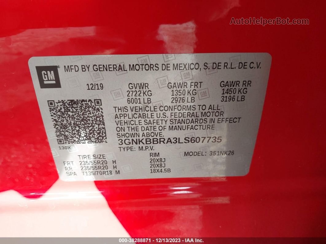 2020 Chevrolet Blazer Fwd 1lt Красный vin: 3GNKBBRA3LS607735