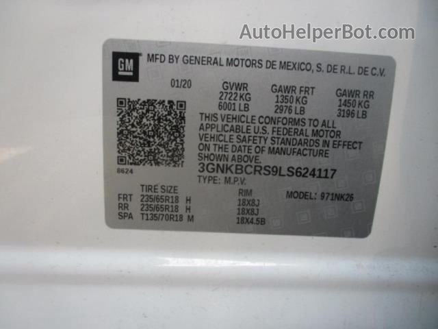 2020 Chevrolet Blazer Lt White vin: 3GNKBCRS9LS624117