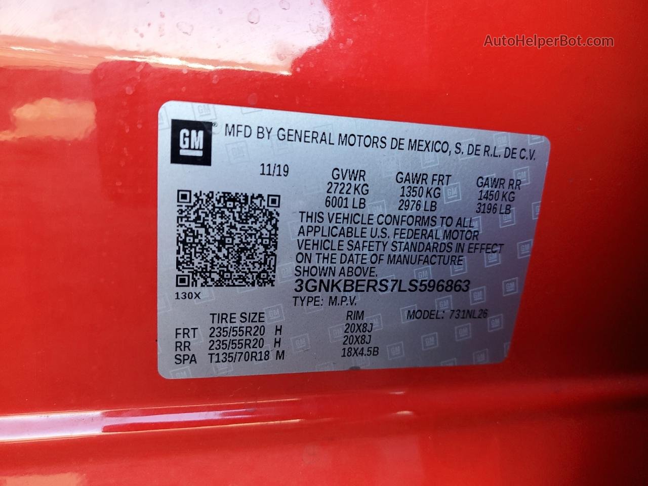 2020 Chevrolet Blazer Rs Red vin: 3GNKBERS7LS596863