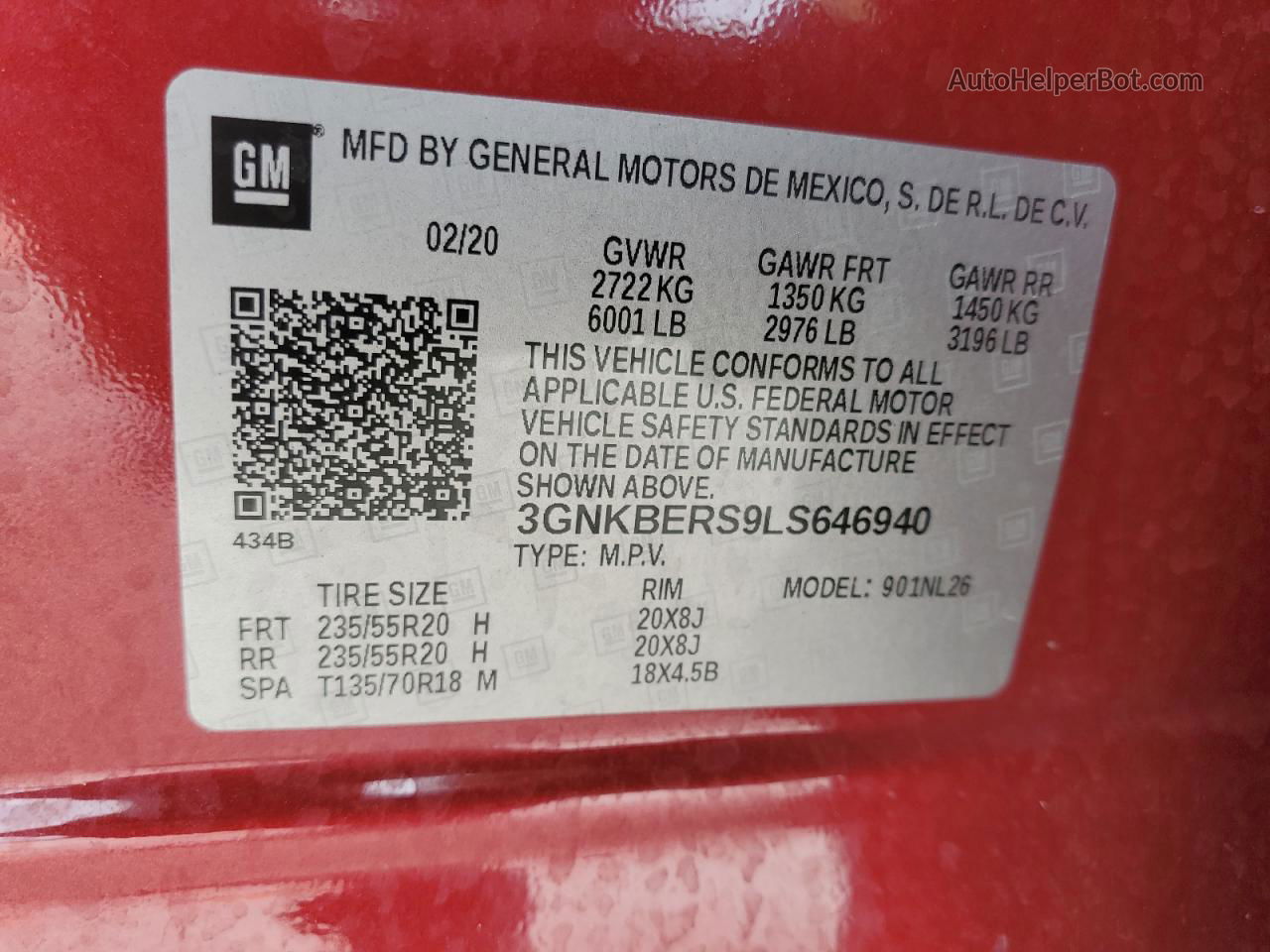 2020 Chevrolet Blazer Rs Red vin: 3GNKBERS9LS646940