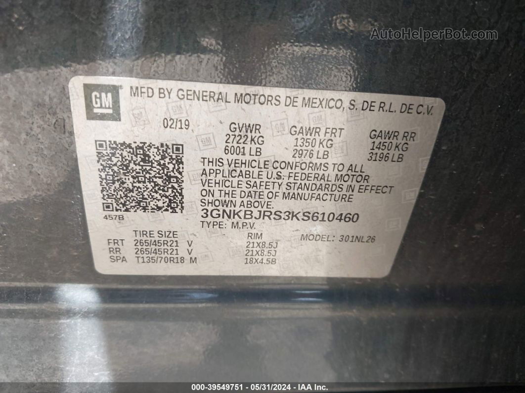 2019 Chevrolet Blazer Rs Black vin: 3GNKBJRS3KS610460