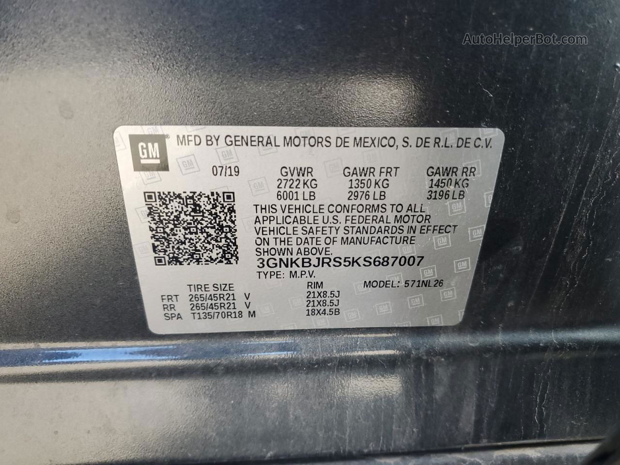 2019 Chevrolet Blazer Rs Gray vin: 3GNKBJRS5KS687007