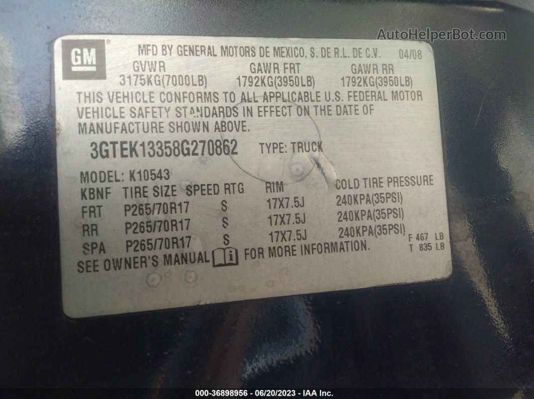2008 Gmc Sierra 1500 Slt Blue vin: 3GTEK13358G270862