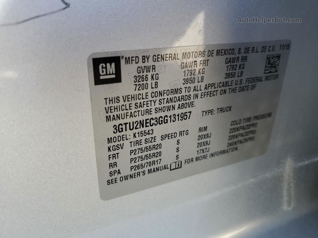 2016 Gmc Sierra K1500 Slt Серебряный vin: 3GTU2NEC3GG131957