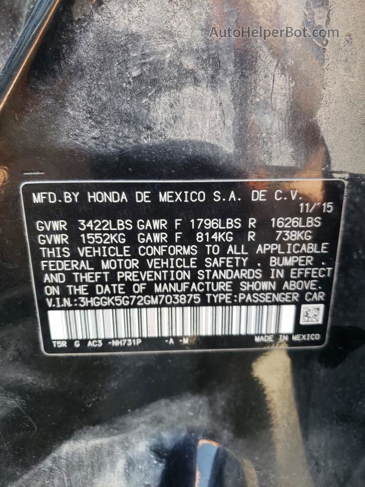 2016 Honda Fit Ex Black vin: 3HGGK5G72GM703875