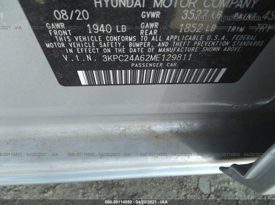 2021 Hyundai Accent Se Серебряный vin: 3KPC24A62ME129811