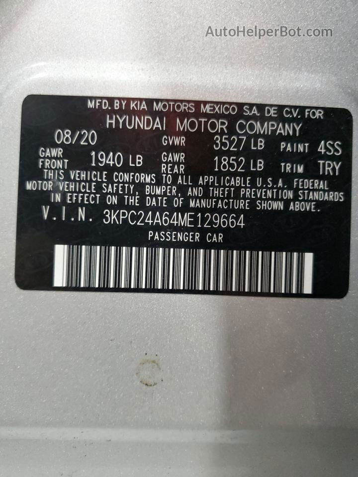 2021 Hyundai Accent Se Silver vin: 3KPC24A64ME129664