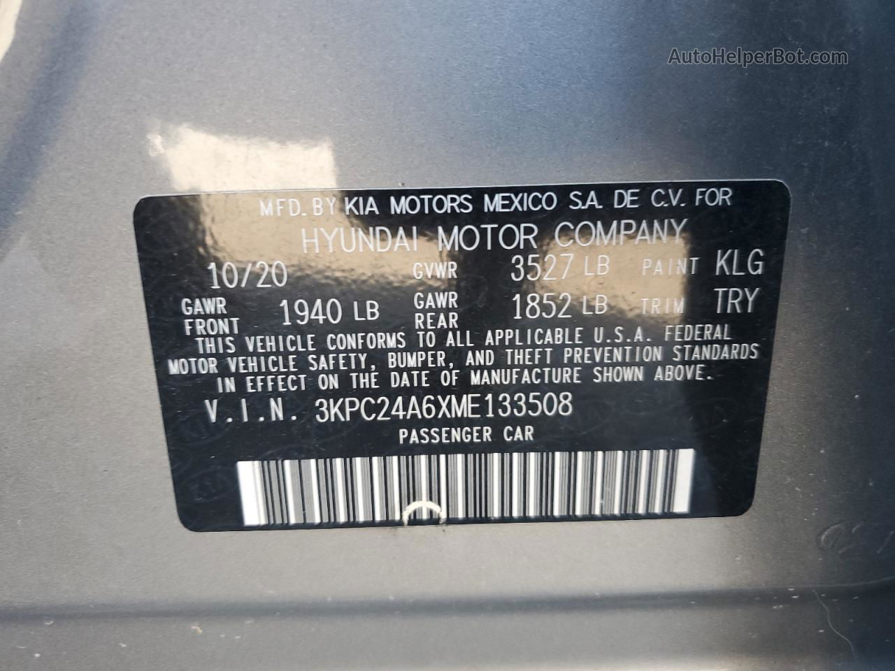 2021 Hyundai Accent Se Серебряный vin: 3KPC24A6XME133508