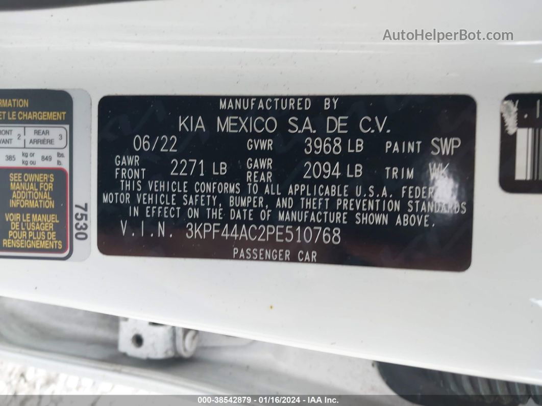 2023 Kia Forte Gt White vin: 3KPF44AC2PE510768