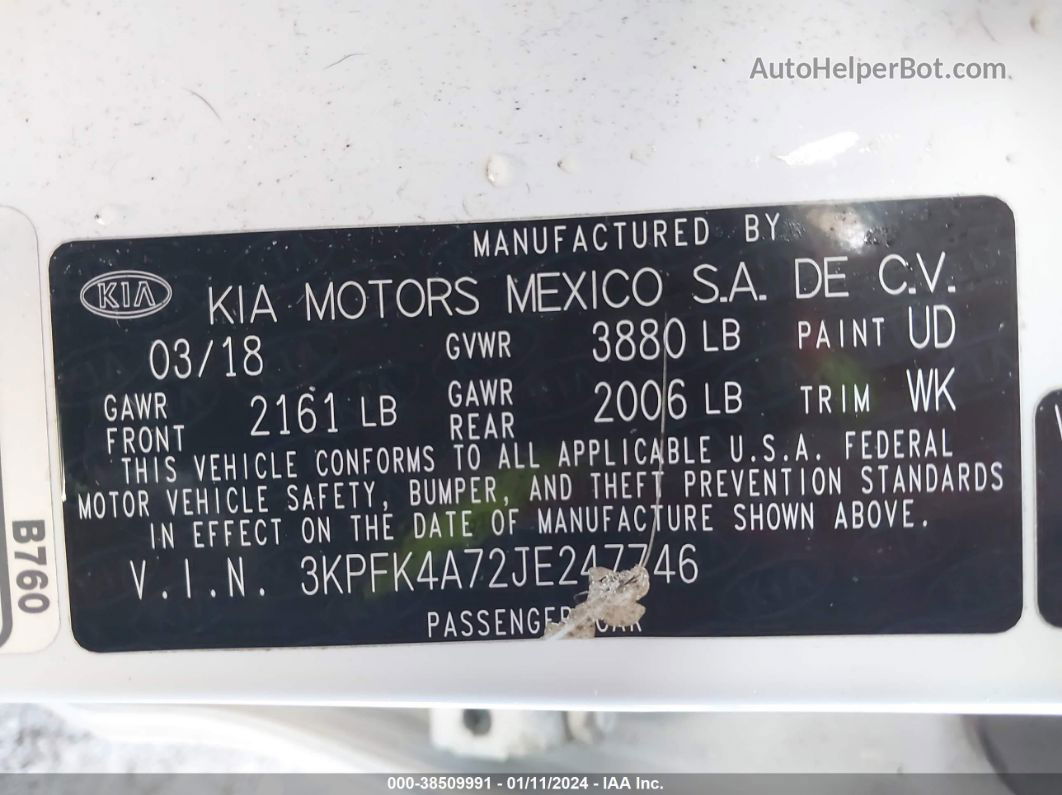 2018 Kia Forte Lx Белый vin: 3KPFK4A72JE247746