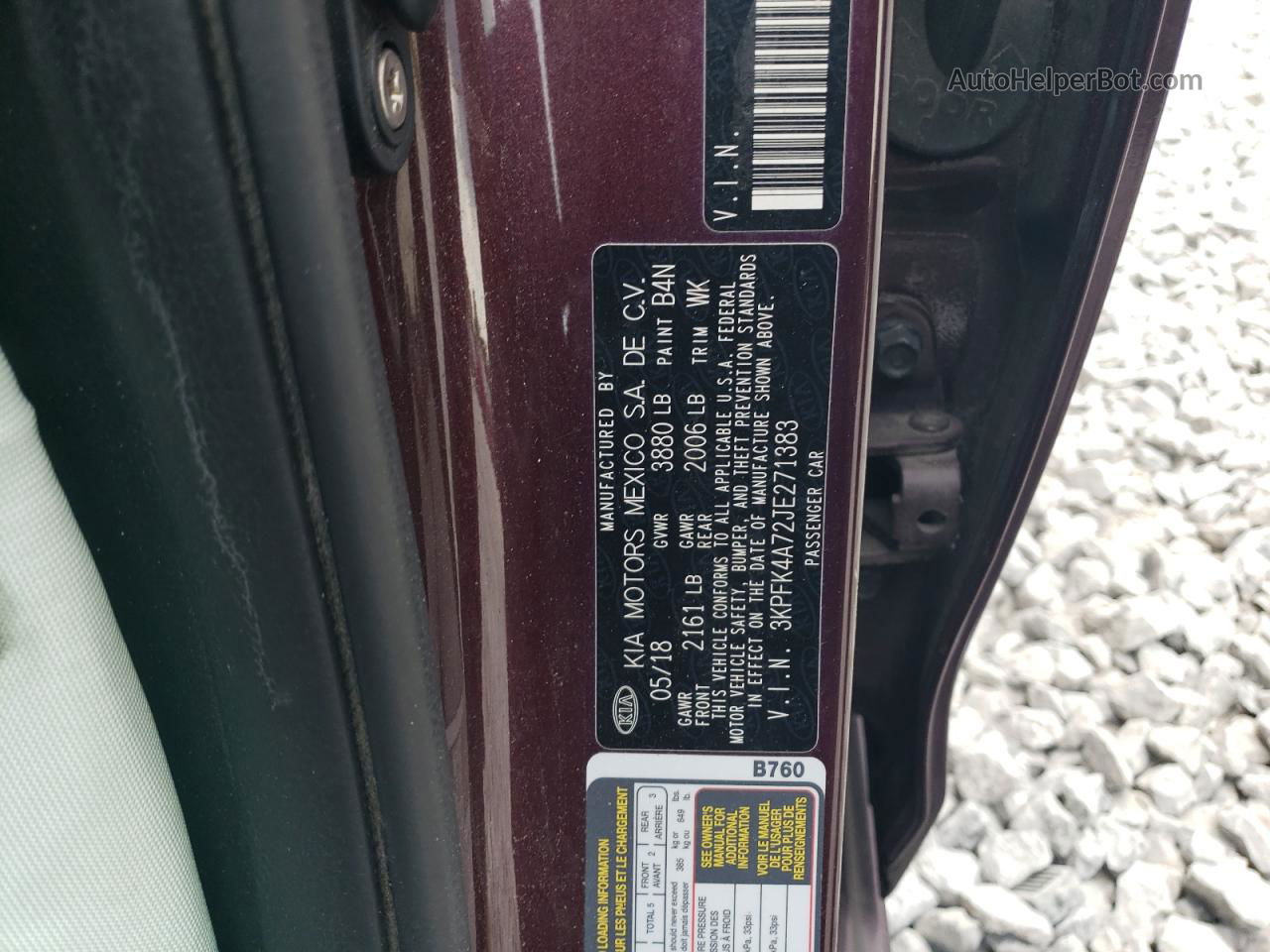 2018 Kia Forte Lx Maroon vin: 3KPFK4A72JE271383