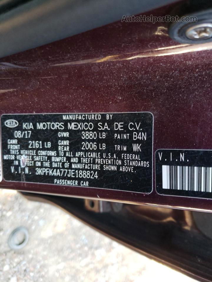 2018 Kia Forte Lx Burgundy vin: 3KPFK4A77JE188824