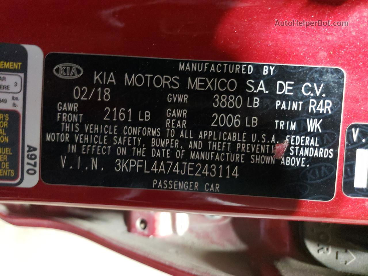 2018 Kia Forte Lx Red vin: 3KPFL4A74JE243114