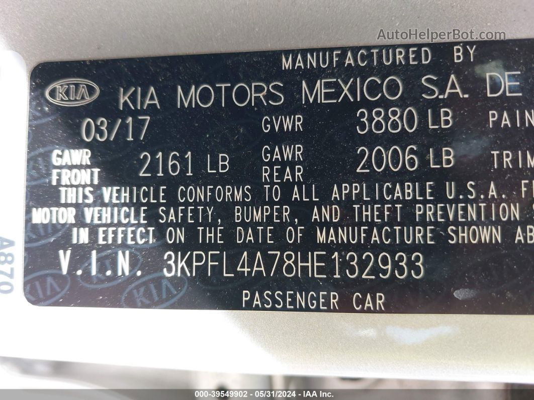 2017 Kia Forte Lx Silver vin: 3KPFL4A78HE132933