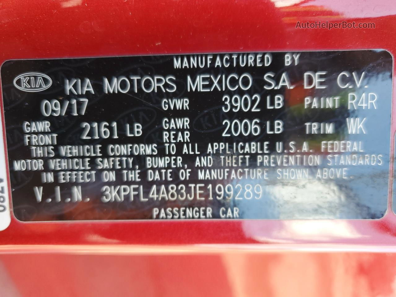 2018 Kia Forte Ex Red vin: 3KPFL4A83JE199289