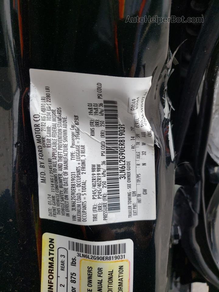 2014 Lincoln Mkz  Black vin: 3LN6L2G90ER819031