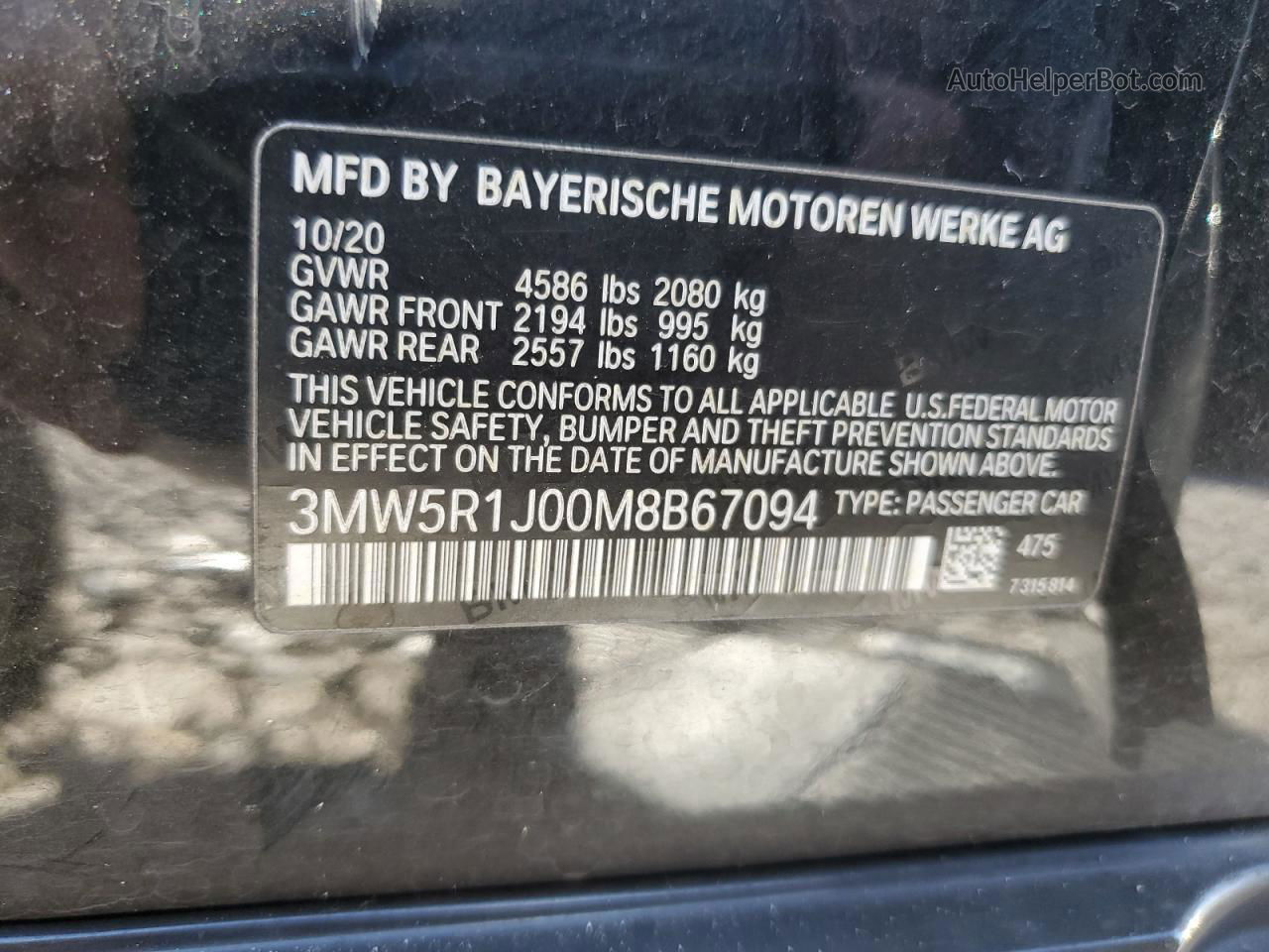 2021 Bmw 330i  Black vin: 3MW5R1J00M8B67094