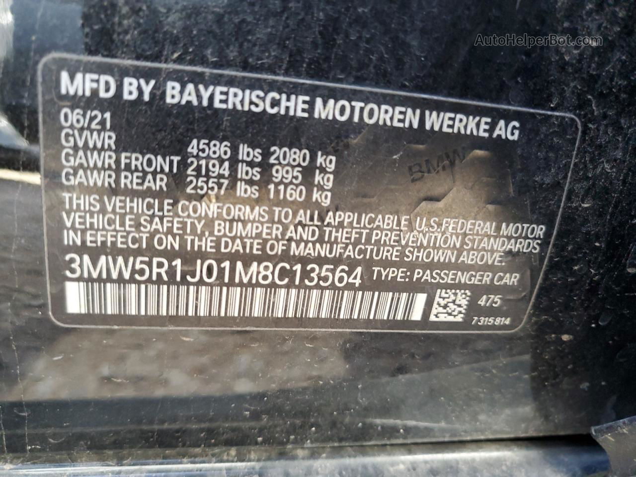 2021 Bmw 330i  Black vin: 3MW5R1J01M8C13564