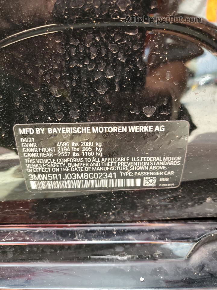 2021 Bmw 330i  Black vin: 3MW5R1J03M8C02341