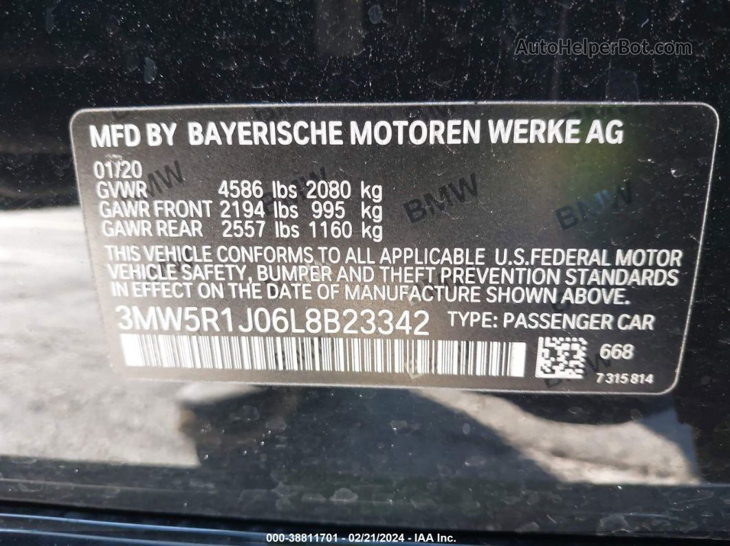 2020 Bmw 330i   Black vin: 3MW5R1J06L8B23342