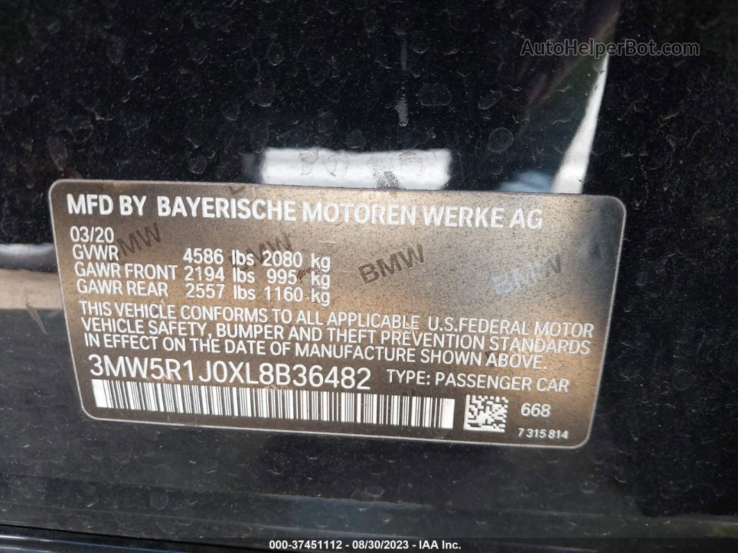 2020 Bmw 3 Series 330i Black vin: 3MW5R1J0XL8B36482